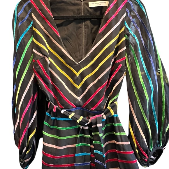 Amanda Uprichard Black Multicolor Striped Dress - Picture 6 of 12